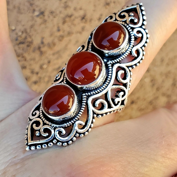 New Stunning Carnelian 925 Silver Statement Ring. - Picture 8 of 15